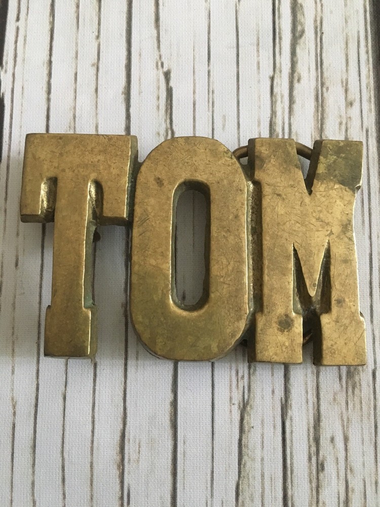 Vintage Solid Brass “Tom” Name Belt Buckle Pants Personalized