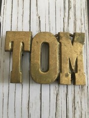Vintage Solid Brass “Tom” Name Belt Buckle Pants Personalized