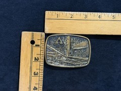 Vintage 80s Western Workwear BELT BUCKLE WEYERHAEUSER BTS Solid Brass