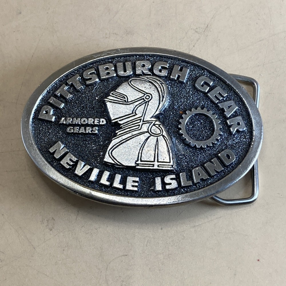 the great american buckle Co Pittsburgh Gear Neville Island Belt Buckle, 1977