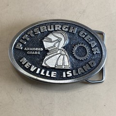 the great american buckle Co Pittsburgh Gear Neville Island Belt Buckle, 1977