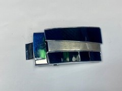 Replacement Silver And Black Line Pattern Vintage Retro Belt Buckle