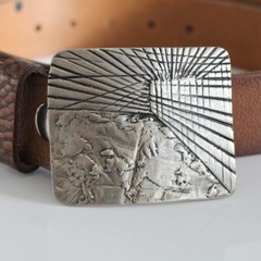 Designer belt buckle removable buckle dark silver for 4 cm leather belt