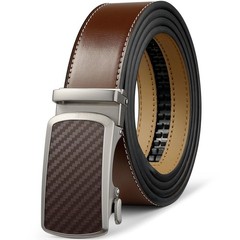 Drowsmen Leather ratchet belt 1 3/8&Prime; with Click Sliding Cognac Belt