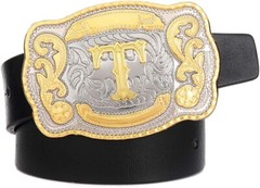 INITIAL (T) BELT BUCKLE LETTER COWBOY WESTERN RODEO TEXAS STAR Hebillas Vaqueras