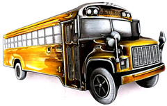 School Bus Yellow Enameled Belt Buckle New