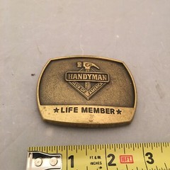 Vintage 90&rsquo;s 1996 Handyman Club Of America Life Member Hammer Logo Belt Buckle