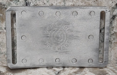GRIP6 BELT BUCKLE – AIRPLANE RIVETS – RAW ALUMINIUM – 1.5 INCH WIDE