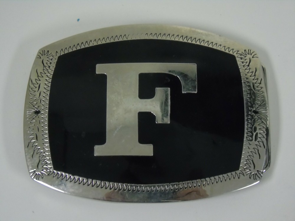 Silver Black F Belt Buckle Made in Italy By Classico heavy A180 A5