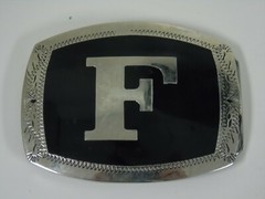 Silver Black F Belt Buckle Made in Italy By Classico heavy A180 A5