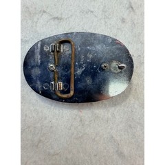 Vintage Western Silver Tone Oval Belt Buckle Brown Banded Agate Stone Beaded