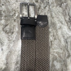 Mens Tommy Bahama braided reversible belt black gray brushed nickel buckle L/XL