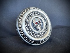 Mars Crypt Relic Skull Belt Buckle Red Crystal Eyes Handmade Darren McNeese
