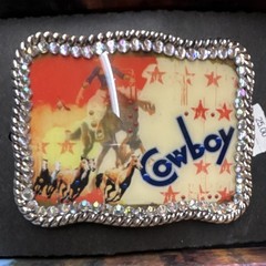 Nocona Western Cowboy Belt Buckle Rhinestone Multicolor Stars Fits 1.5”