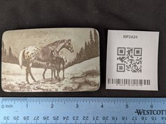 Vintage Perma-Tech Belt Buckle Appaloosa Mare and Foal Etched Aluminum 3.5 Inch