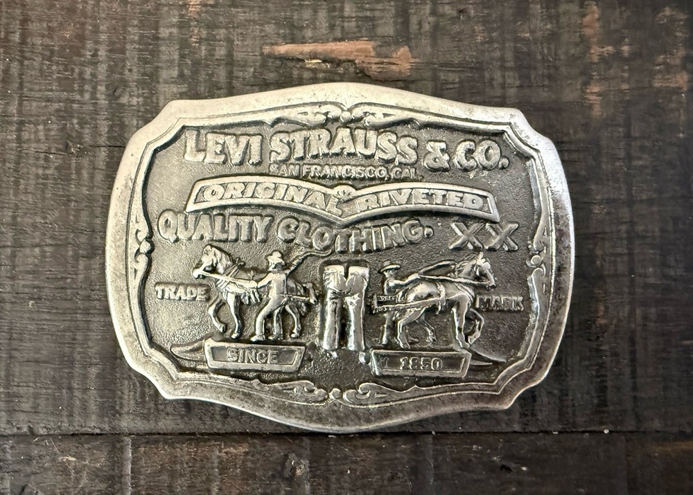 Vintage Limited Edition Levi’s Two Horse Brand Levi’s Strauss & CO. Belt Buckle