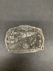 Durango & Silverton High Line Steam Locomotive Train C + J Belt Buckle 1986 USA