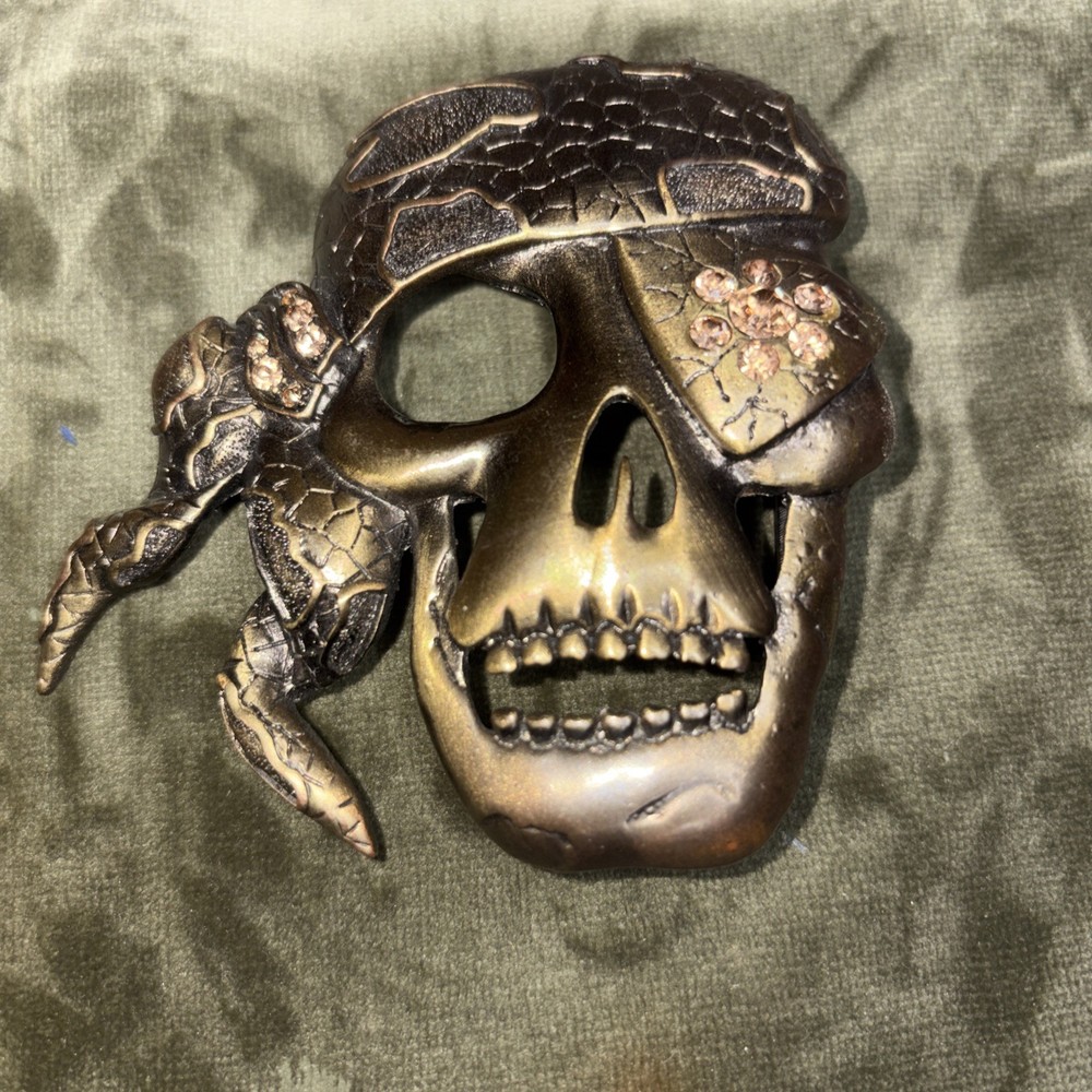 Skull Pirate Belt Buckle One Eyed Willie Brass Color
