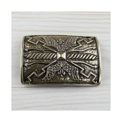 Medieval Belt Buckle Antique Brass Sword & Shield Gothic Viking Style