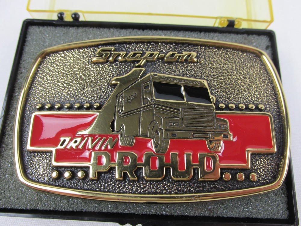 1989 Snap-on Tools Solid Brass Box Truck Drivin Proud Belt Buckle BTS SSX-1313