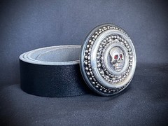 Mars Crypt Relic Skull Belt Buckle Red Crystal Eyes Handmade Darren McNeese