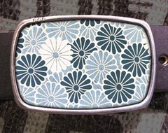 Blue Flower Pattern Vintage Inspired Art Gift Beautiful Flowers Belt Buckle