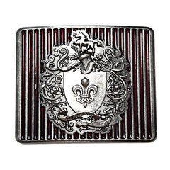 Vintage 1991 Express Buckle 90s Fleur De Lis Red Silvered Medieval Crest Shield