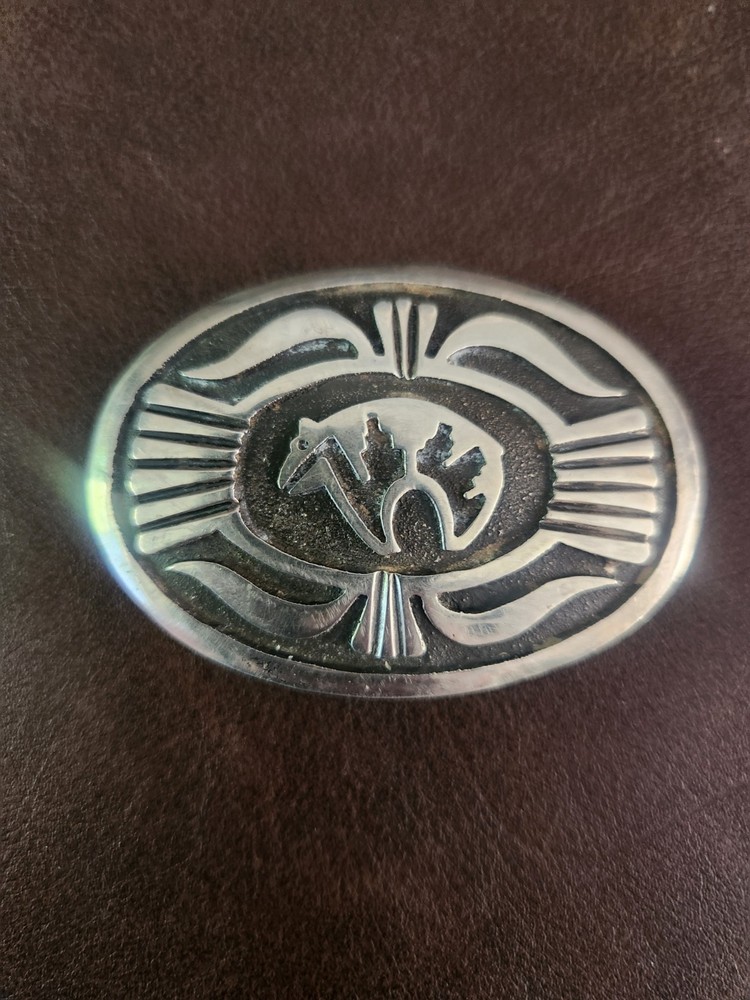 Vintage Sterling Silver Overlay Lifeline Bear Belt Buckle*