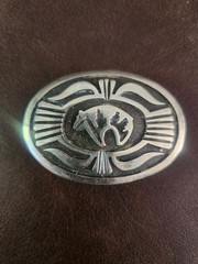 Vintage Sterling Silver Overlay Lifeline Bear Belt Buckle*