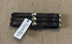 3 Strap Leather Bracelet With Metallic Stud Detailing 7”-8”