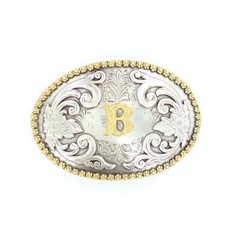 Nocona Antique Scroll & Initial Oval Belt Buckle 37072