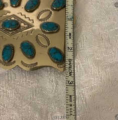 Turquoise and Silver belt buckle, Western style & Vintage ~unisex