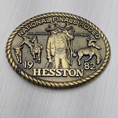 Vintage 1982 Hesston National Finals Rodeo NFR Belt Buckle 8th Edition Brass