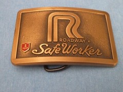 ROADWAY TRANSPORT 1 YEARS SAFETY AWARD BELT BUCKLE ATA PATCH SAFE DRIVER