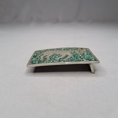 Vintage Donkey Burro Stone Inlay Belt Buckle Mens One Size Green Western Mexico