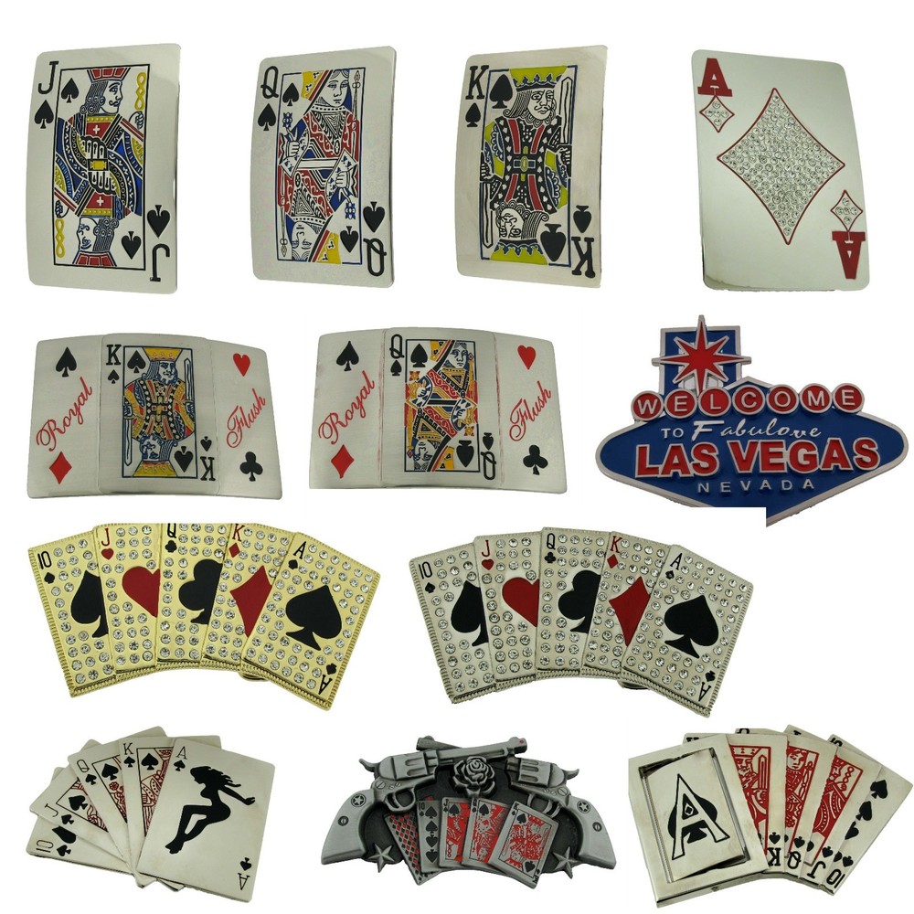 King Queen Jack of Spades Belt Buckle Casino Playing Cards Gambling Gambler Men