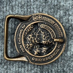 Tech Ether Guild IMC Foundry Products Brass Belt Buckle Vtg Industrial Worker