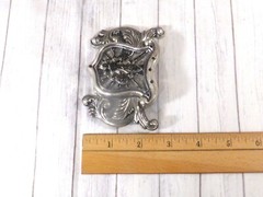 Silver Dagger Fleur De Lis Silvertone Belt Buckle with Black Crystals