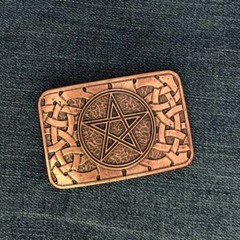 Pentagram Celtic Knot Belt Buckle Five Pointed Star Rectangular Occult Wiccan