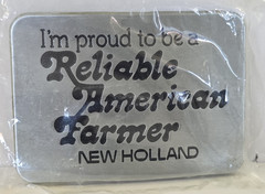 Vintage 1982 New Holland American Farmer Men&rsquo;s Belt Buckle Pewter 3.5 inches