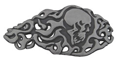 New Men Women Skull Belt Buckle Gray Metal Tattoo Gothic Halloween Costume Biker