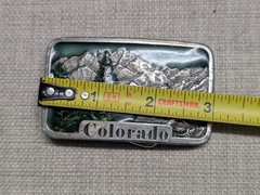 1970s vintage COLORADO belt buckle MOUNTAINS enamel WESTERN nature cowboy