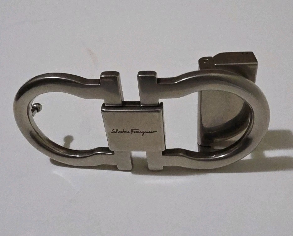 AUTH. SALVATORE FERRAGAMO SILVER GANCINI BELT BUCKLE FOR 1.3&Prime; WIDE BELT STRAP