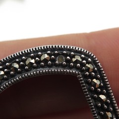 JUDITH JACK 925 Sterling Vintage Real Marcasite Belt Buckle (missing 2 stones)