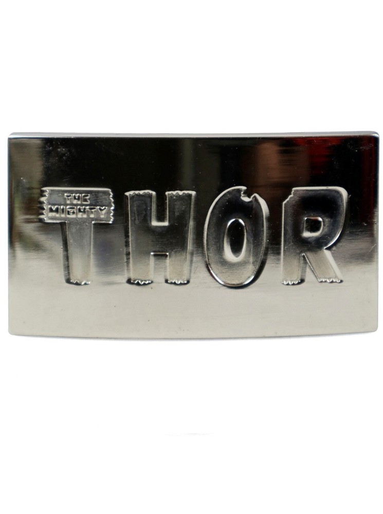 The Mighty Thor Solid Metal Men&rsquo;s Belt Buckle Silver Shiny Chrome Marvel Comics