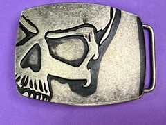 Creepy Skull Engraved Halloween Cosplay Gothic Punk Silver Color Belt Buckle