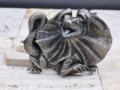 Vintage Frilled Lizard Pewter REPTILE Belt Buckle Australian Animal Series