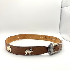 Vintage Silver Creek Brown Western Belt Animal Conchos SZ 28 Men&rsquo;s USA Y2K