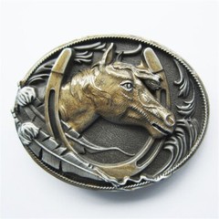 New Vintage Enamel Gold Horse Horseshoe Belt Buckle