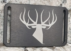 GRIP6 BELT BUCKLE – BUCK / STAG / DEER WITH RACK – GUNMETAL – 1.5 INCH WIDE